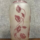 Daum (in the style): large multi-layered vase decorated with purple flowers circa 1930