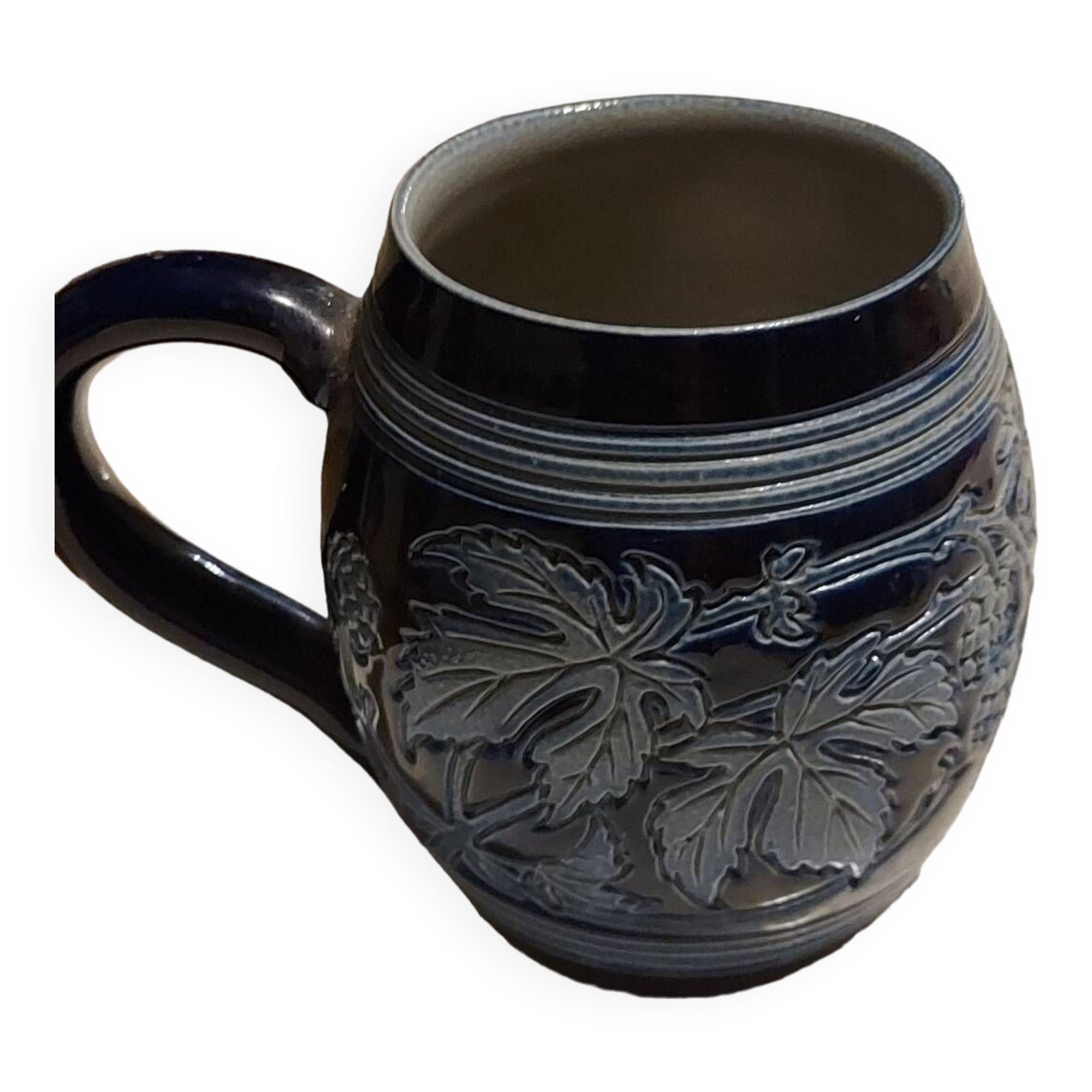 Vintage mug or tankard in Alsace blue enamel, numbered and signed Betschdorf