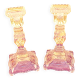 Pair of glass candle holders