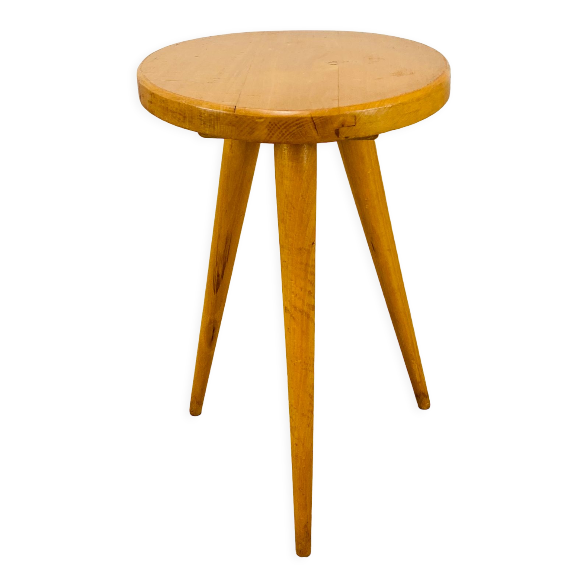 Vintage blond wood tripod stool