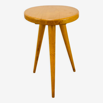 Tabouret tripode bois blond vintage