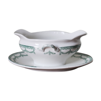 Boch Frères Keramis gravy boat, "Ney"-pattern, 1910s