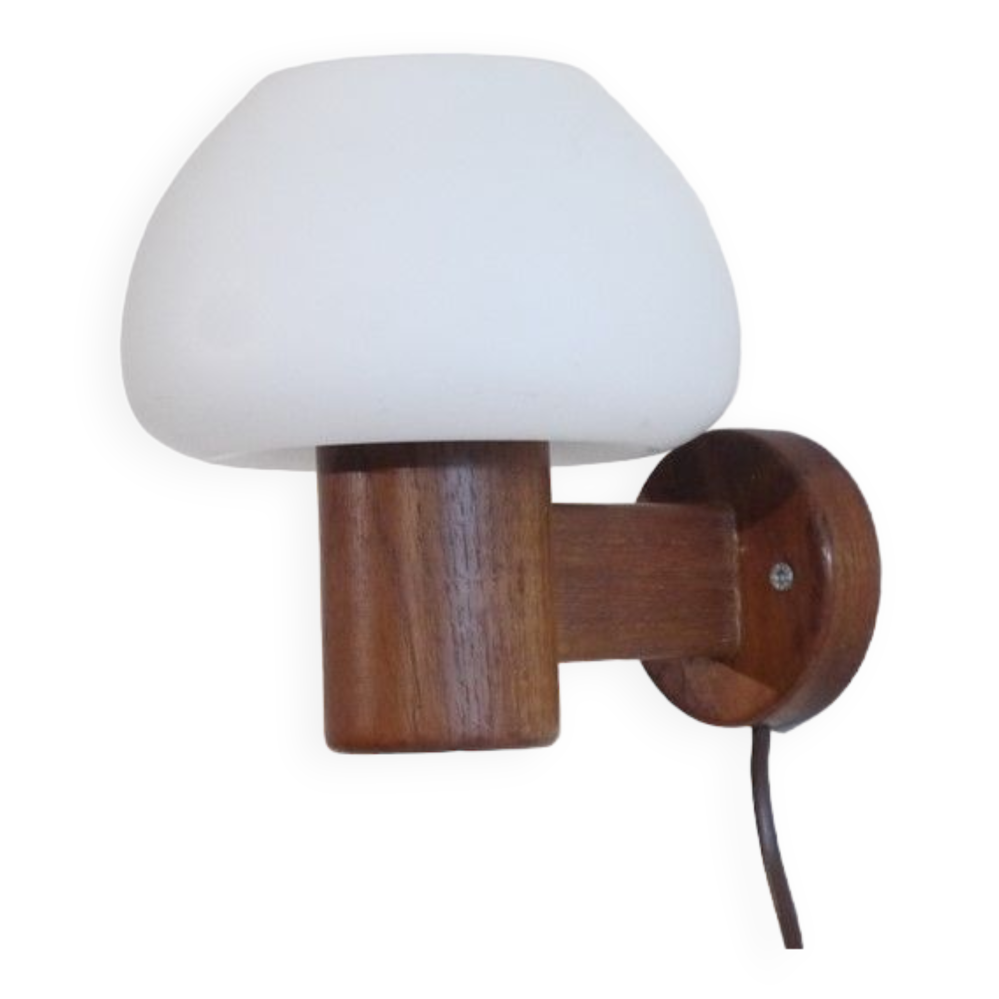 Applique danoise vintage en teck et opaline 1960