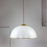 Mid-century Italian Brass and Opaline Pendant Lamp