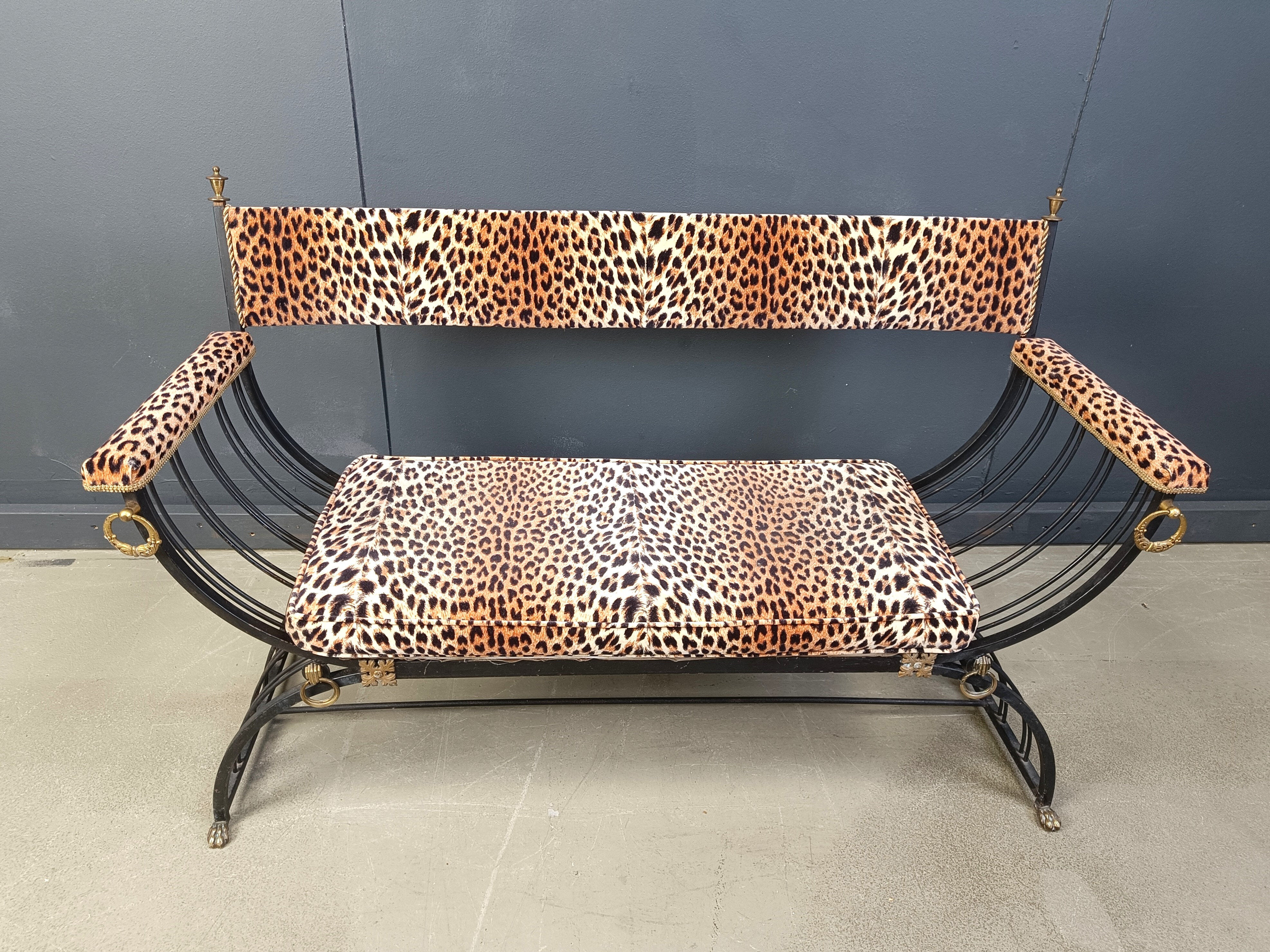 Banc curule de style Maison Jansen, années 1960
