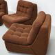 Vintage German brown boucle modular 3-seater sofa, 1970s.