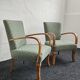 Halabala “Spider” coffee table and Hungarian late Art Deco armchairs, 1950s