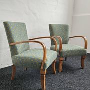 Halabala “Spider” coffee table and Hungarian late Art Deco armchairs, 1950s