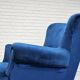 1960s, Danish lounge chair, blue furniture velour, beech wood legs.