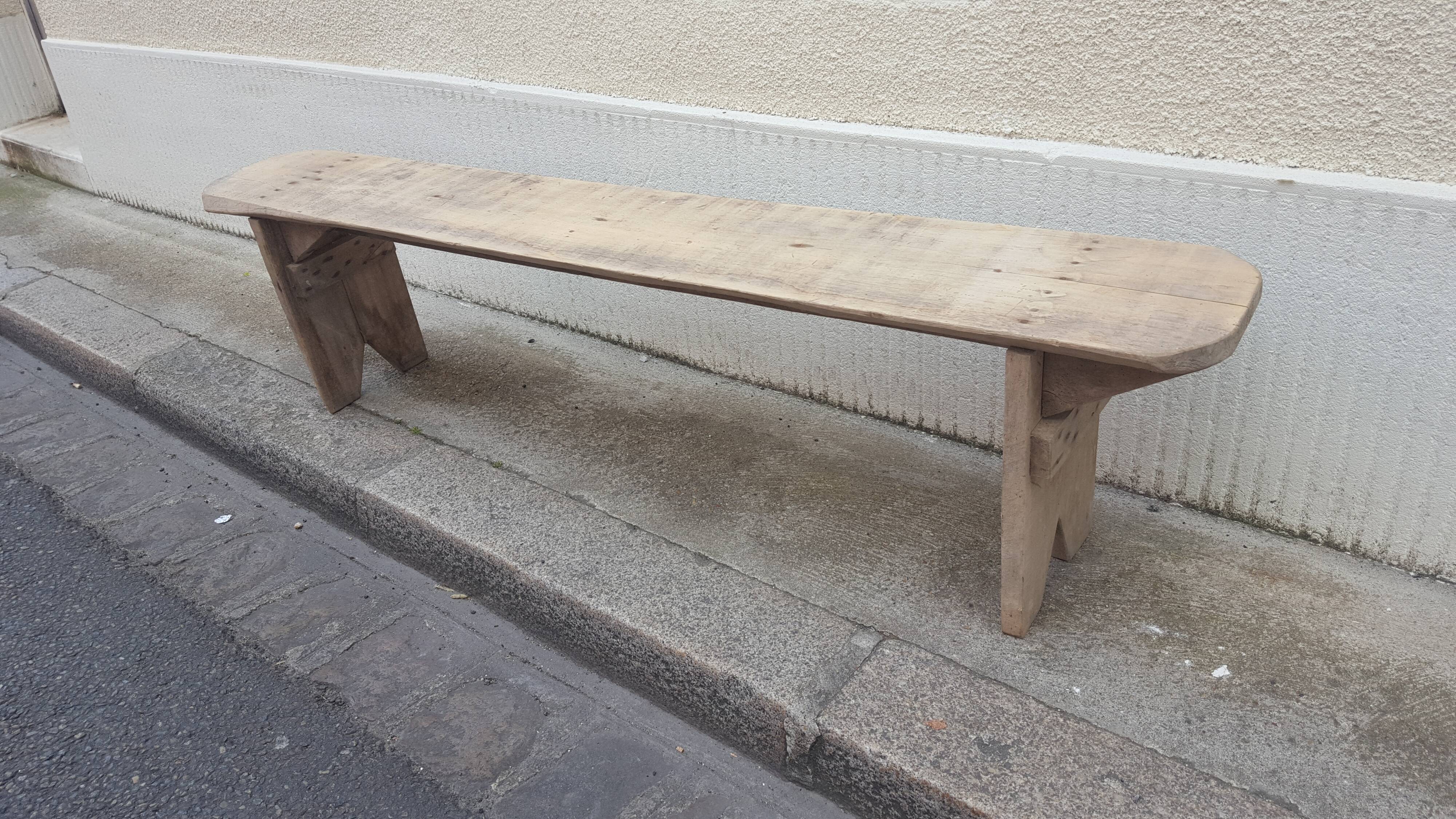 Raw light wood bench