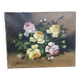 Old still life, old painting of flowers, bouquet of roses.