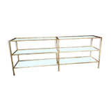 Console in gilded metal and glass