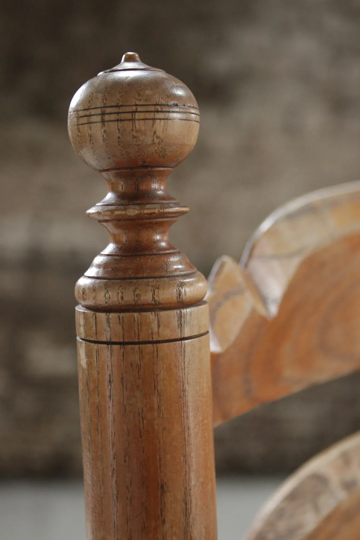 Set of 4 old Dutch oak ladderback chairs with rush seats – 1960s
