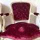 Pair of Louis XV style upholstered velvet armchairs