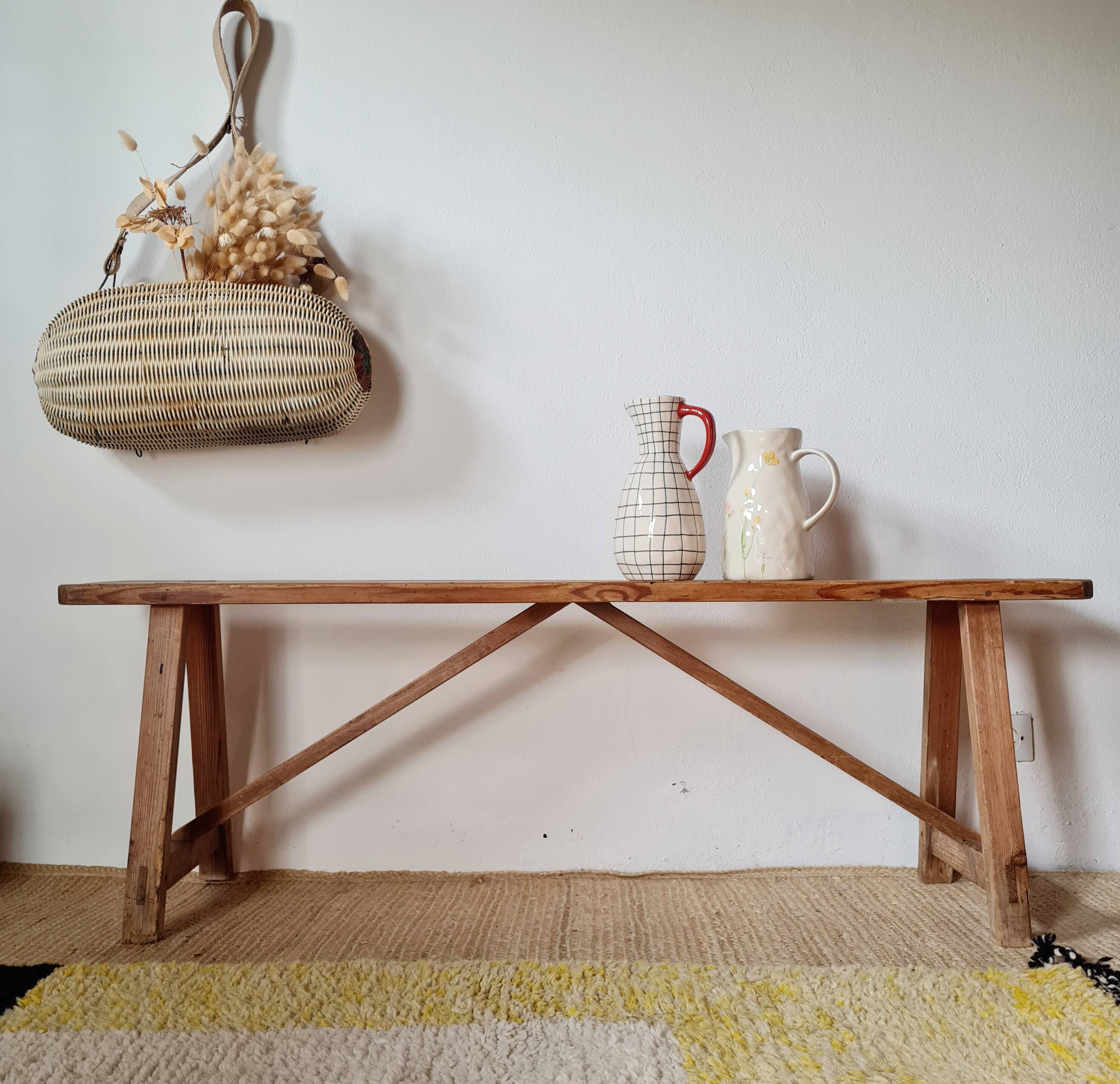 Old wooden farm bench L140