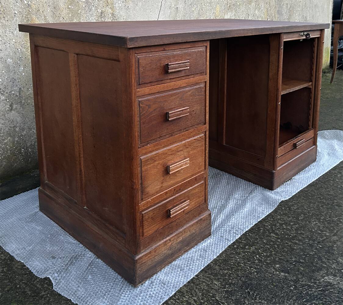 Bureau de notaire, meuble de métier, bois, vintage, début XXème.