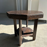 Pedestal table or small octagonal side table quadripod base with modernist spacer