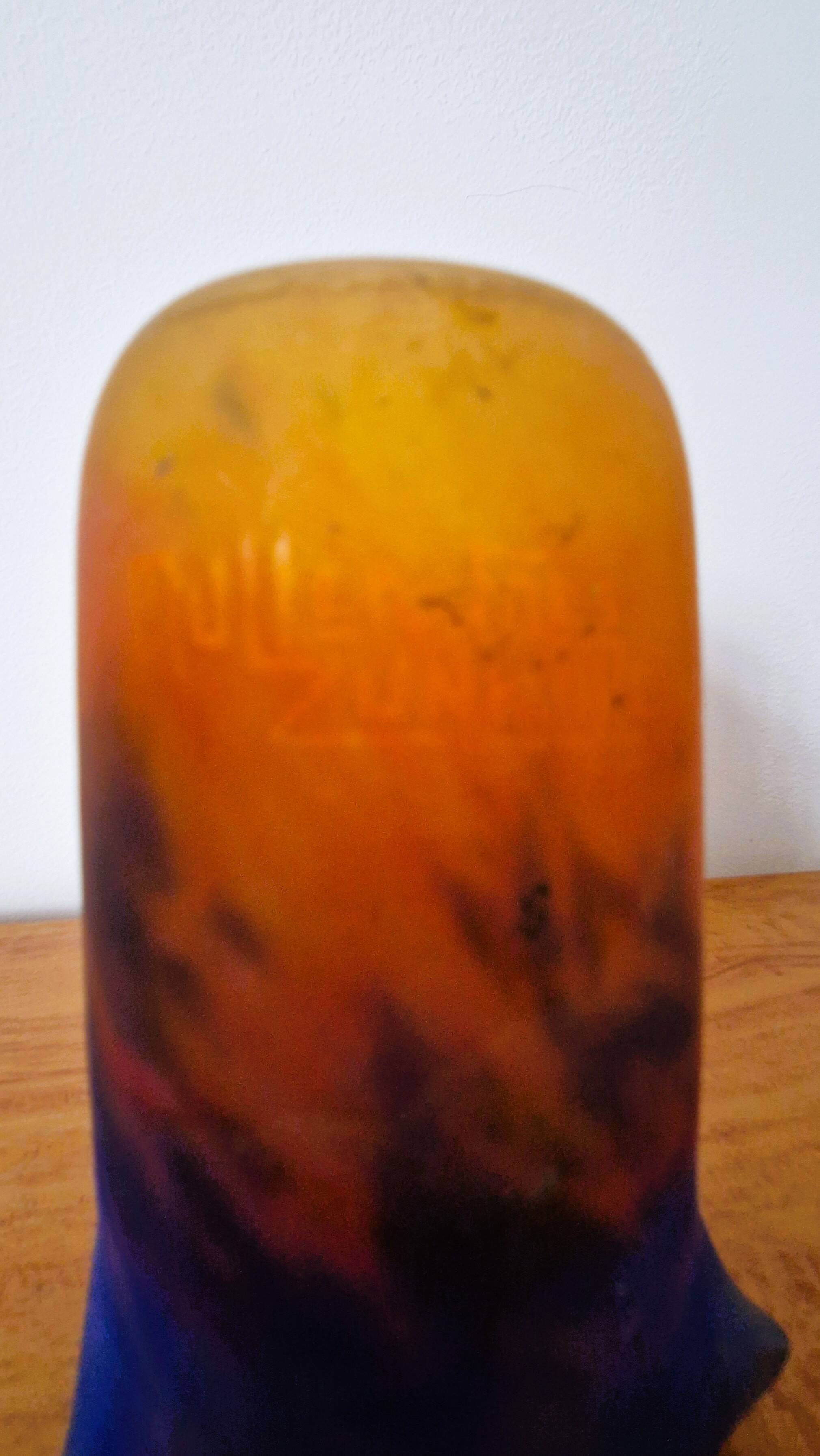 Muller Frères orange and blue glass paste lampshade