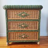 Wicker chest of drawers, 1970s-80s.