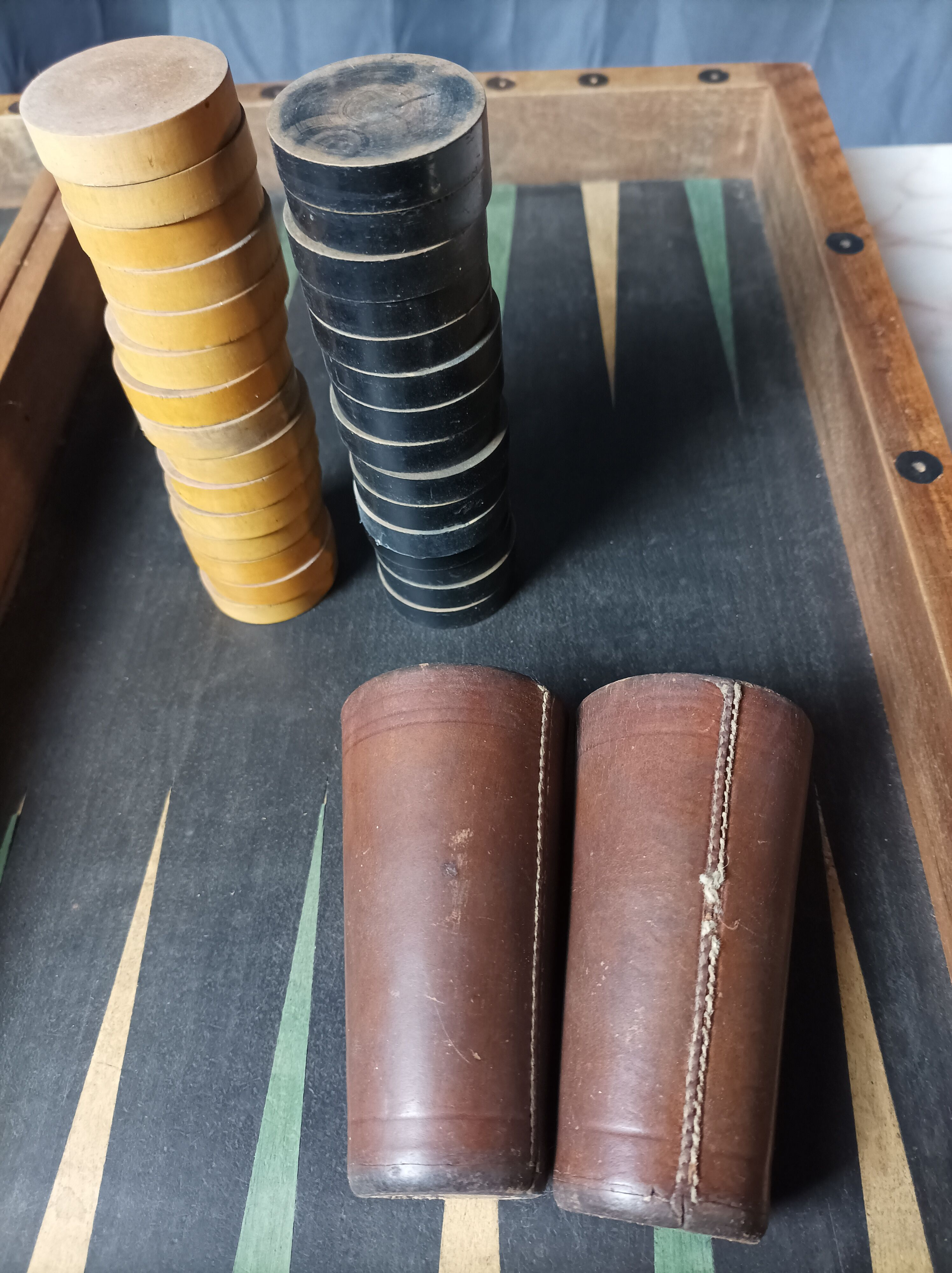 Backgammon game old wooden board game