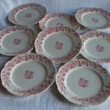 Lot of 8 large plates (Longchamp, Model Eglantines)