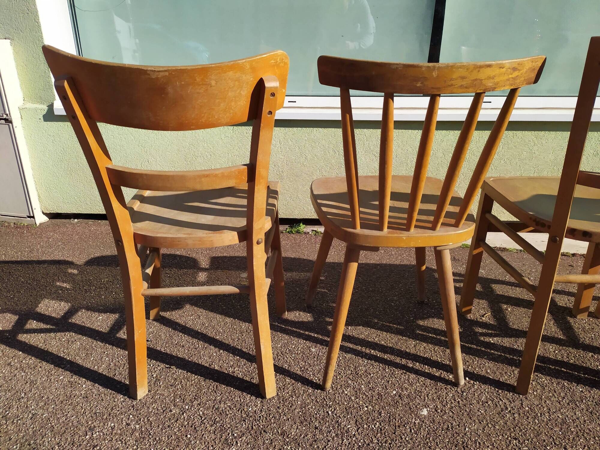 Lot of 4 luterma wood bistrot chairs years 50/60