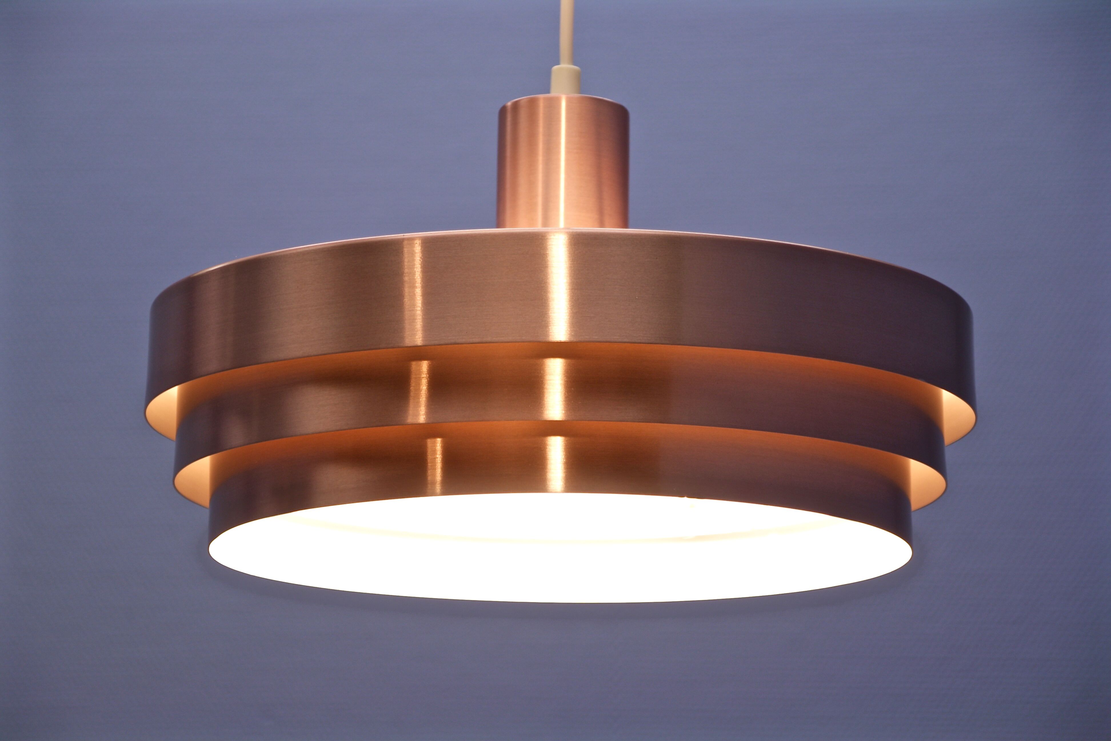 Danish hanging lamp in pink copper, 1970