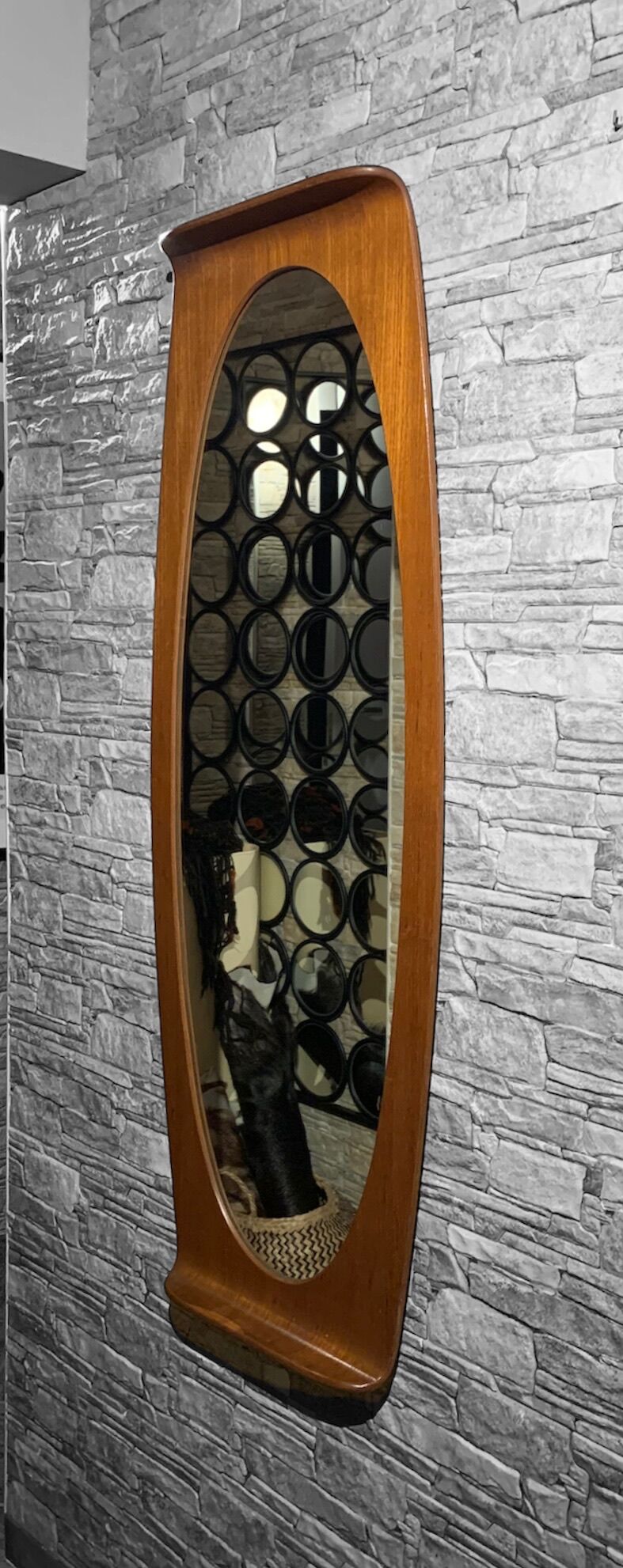 Campo & Graffi - teak vintage wall mirror - 60s mid century modern wood mirror made in italy