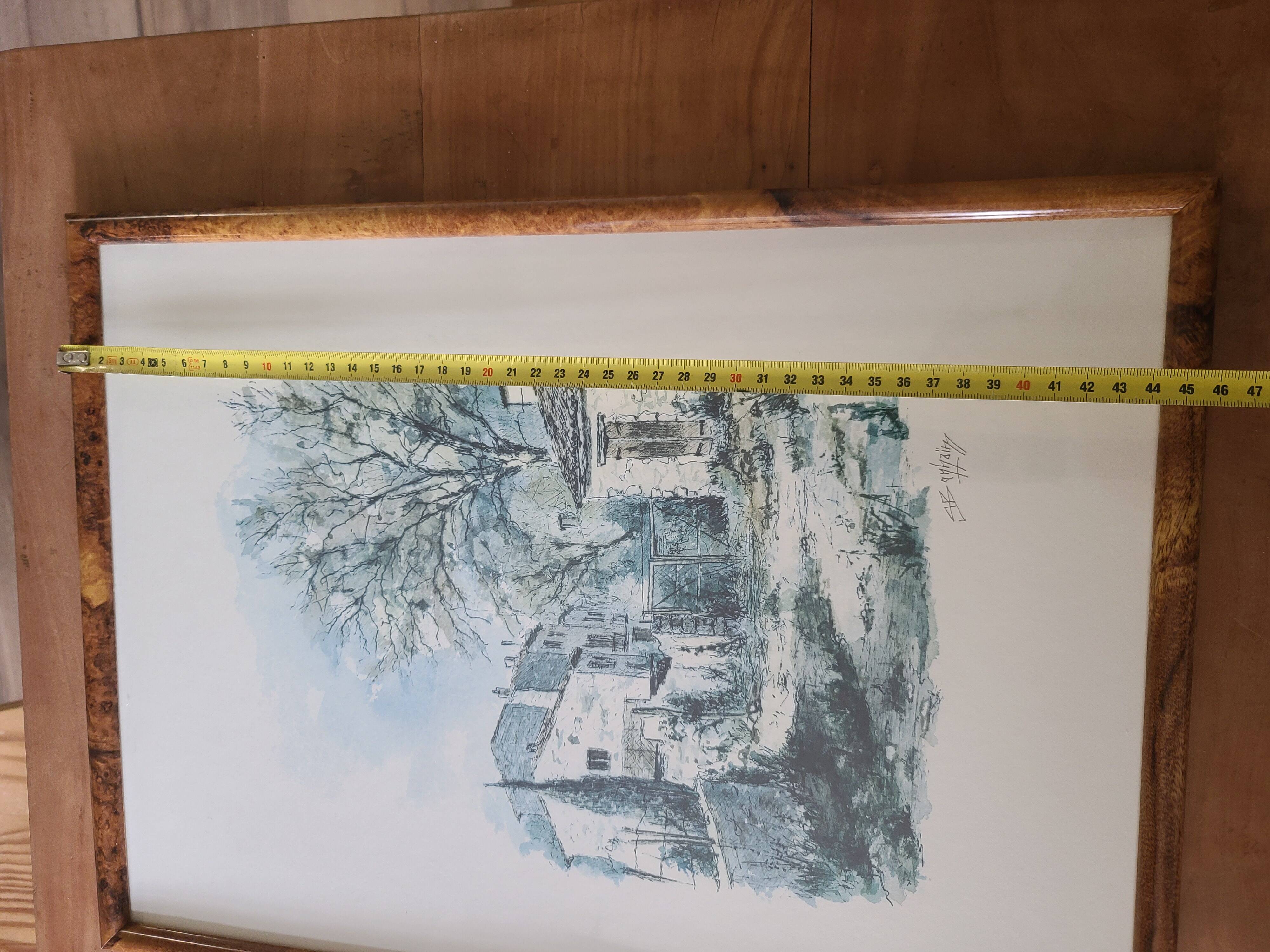 Magnificent Print (Lithograph/Watercolor) Provençal Village Scene