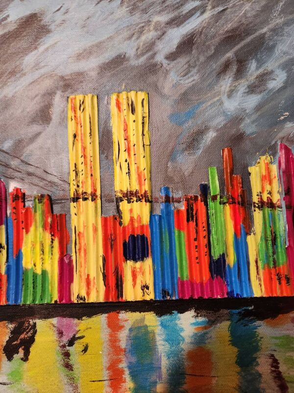 Tableau sur toile technique mixte New York signé B Morisson
