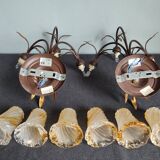 Pair of vintage Italian metal and blown glass wall lights