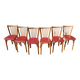 6 baumann bistro chairs wood and skaï red - vintage