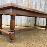 Farmhouse table with cat bar in solid oak with 1 drawer