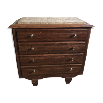 Commode années 60 bois et marbre