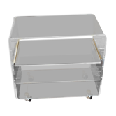 Rolling table for audio or TV furniture in curved plexiglass Roche Bobois by Michel Dumas