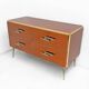 Commode en verre ambré avec détails en laiton, style mid-century modern