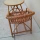 Vintage rattan children's table and armchair