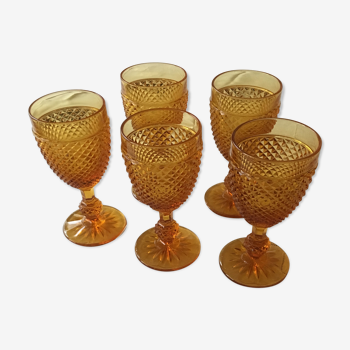 Suite de 5 verres caramel