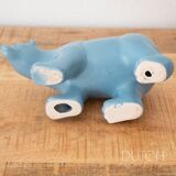 Figurine d'ours polaire vintage en céramique bleu clair, statue d'animal en porcelaine