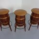 Mid-Century Teak & Copper Barstools, 1960s, Set of 3