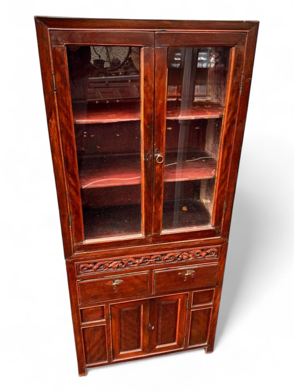 Attractive two-part Indochinese display cabinet. Mid-20th century