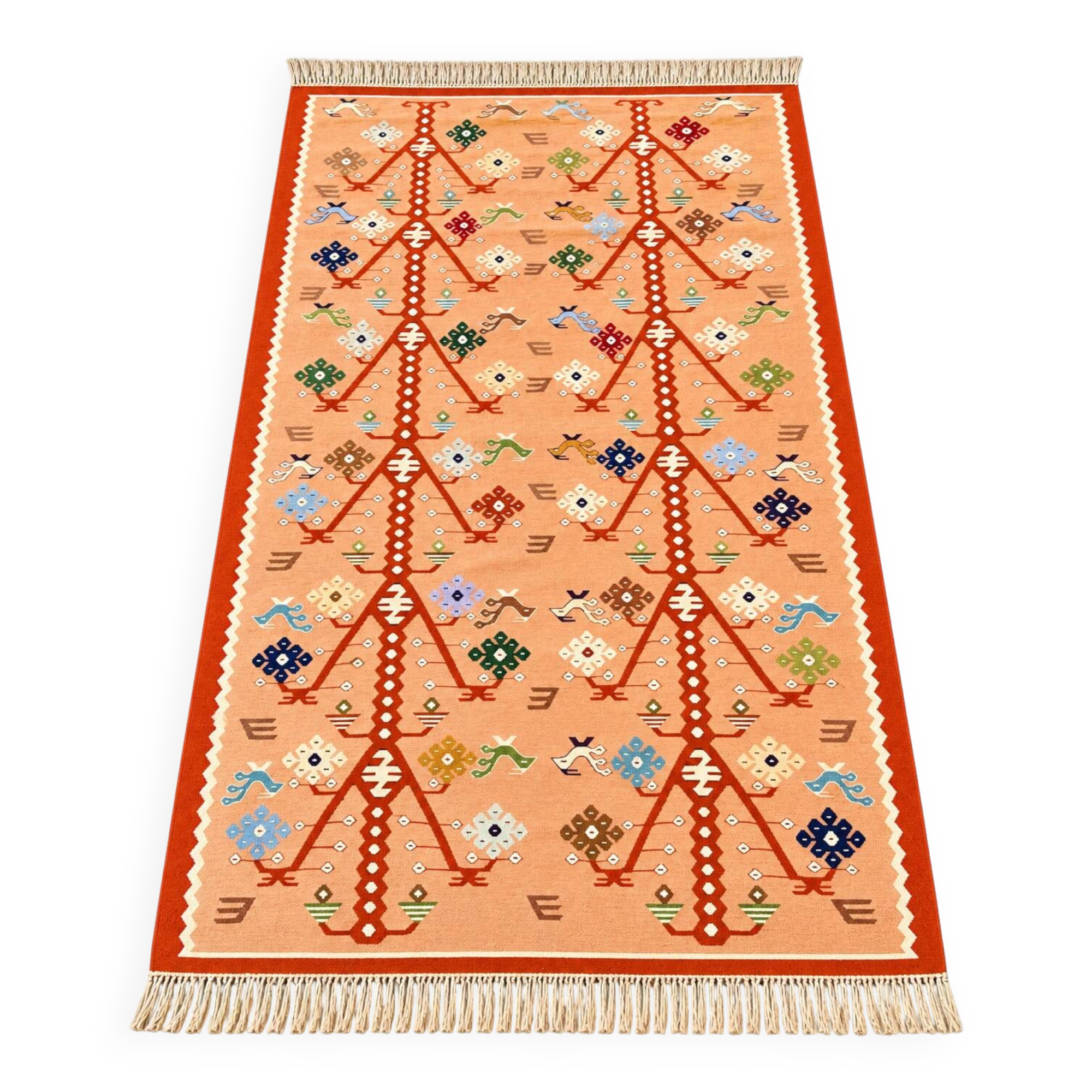Rare Kotel Kilim "Tree of Life" Vintage Peach Background - 208 x 118 cm
