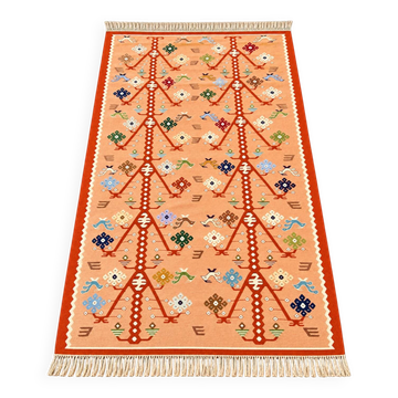 Rare Kotel Kilim "Tree of Life" Vintage Peach Background - 208 x 118 cm