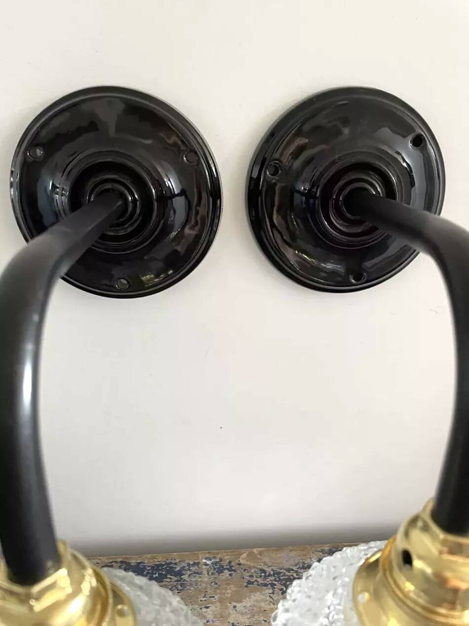 Pair of vintage chiseled glass sconces