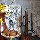 Rustic candle holder Art-popular solid wood and vintage wrought iron