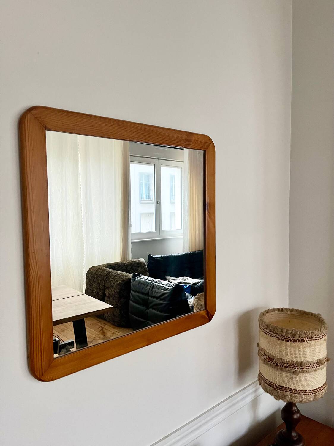 Vintage 70s pine mirror