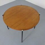 Round teak and steel coffee table from Thonet, 1950s.
