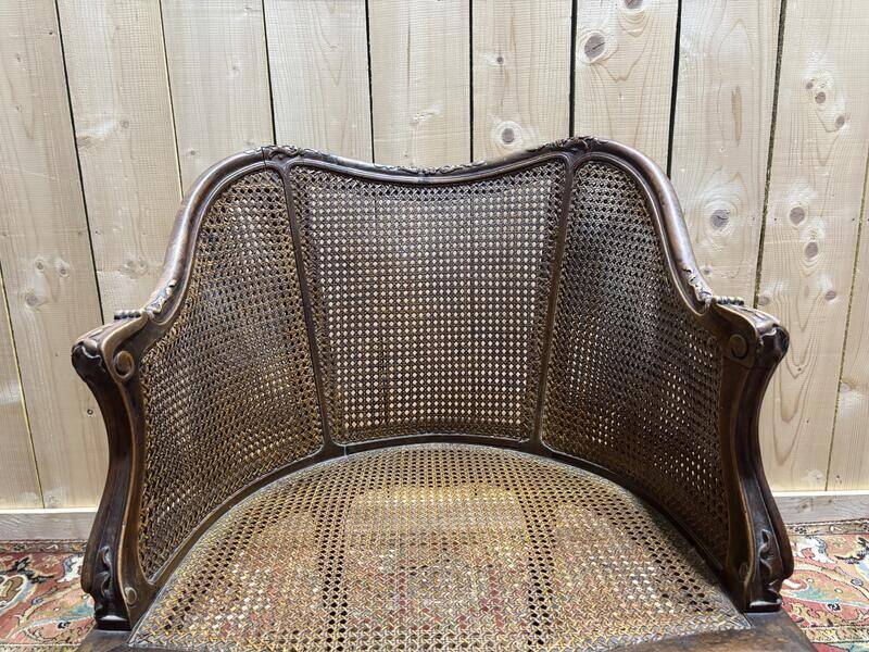 Fauteuil de bureau de style Louis XV canné