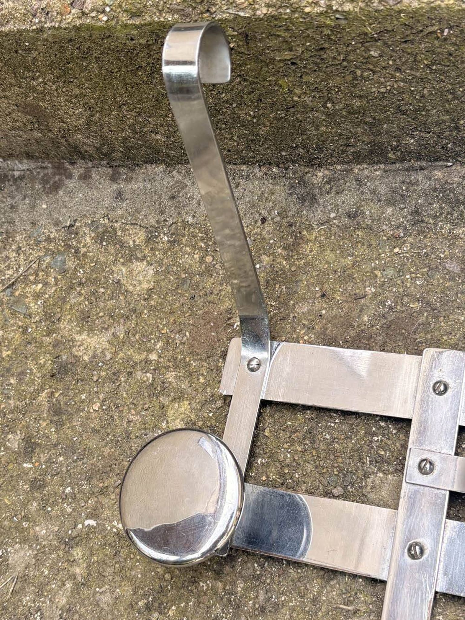 Vintage Wall Mirror with Hooks, Chrome & Mercury Glass, Space Age, 60s/70s