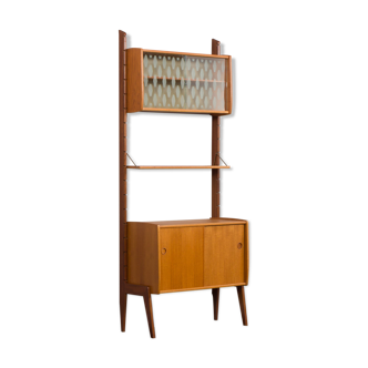 Scandinavian free standing wall unit model Ergo in light teak by John Texmon, Norway 1960s